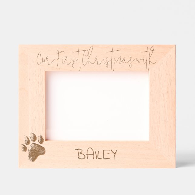 Cadres Gravés Personalized Photo Frame Dog 1st Christmas, 7 x 5" (Recto)
