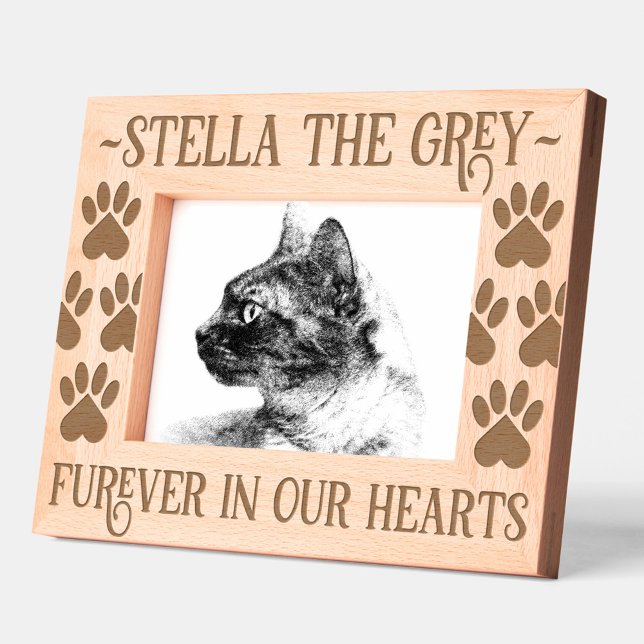 Cadres Gravés Pet Memorial Empreintes de pattes Furever dans nos (Pet Memorial Paw Prints Furever in Our Hearts 7x5 Etched Picture Frame Cover Photo 1)