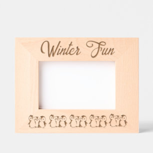 Cadres Gravés Petits pingouins personnalisés, hiver, Paysage 6 x