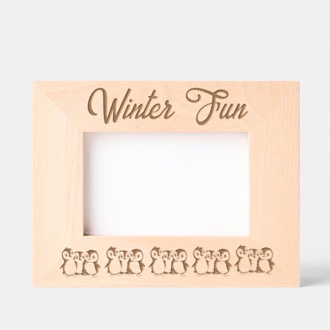 Cadres Gravés Petits pingouins personnalisés, hiver, Paysage 6 x (Recto)
