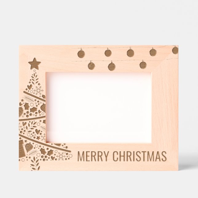 Cadres Gravés Photo laser en bois de l'arbre de Noël (Recto)
