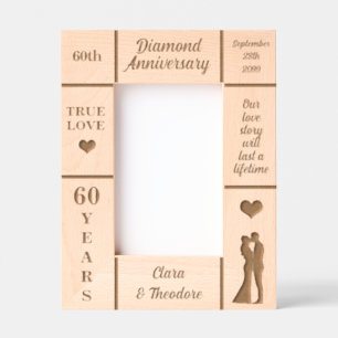 Cadres Gravés Portrait 4x6 Anniversaire du diamant 60e Mariage