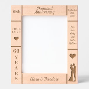 Cadres Gravés Portrait 8x10 Diamant 60e Anniversaire du Mariage