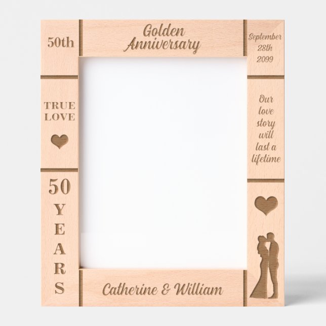 Cadres Gravés Portrait 8x10 Golden 50th Mariage Anniversary (Recto)