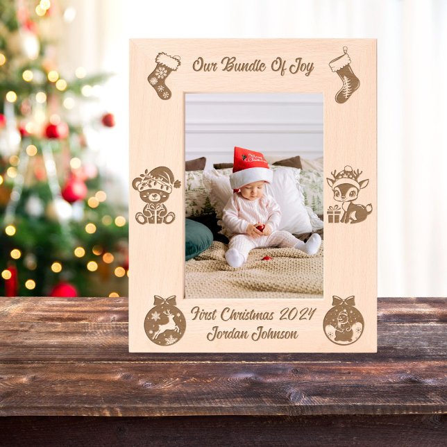 Cadres Gravés Premier laser de Noël du bébé gravé (Créateur téléchargé)