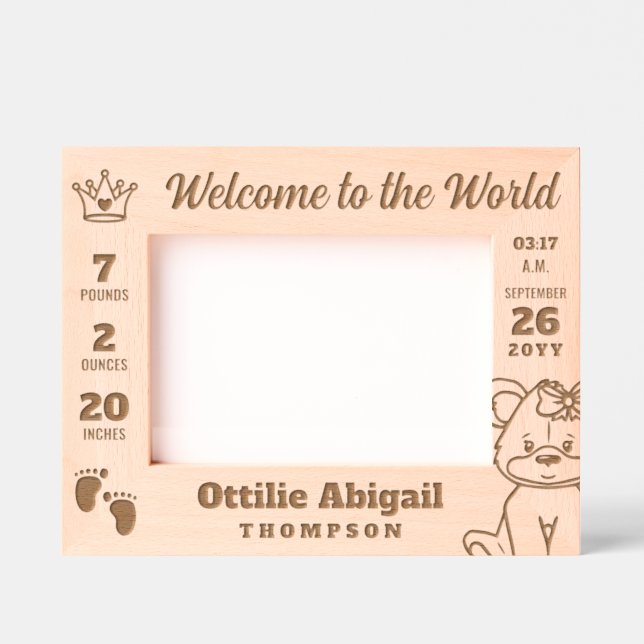 Cadres Gravés Teddy Bear Crown Bienvenue dans le monde statistiq (Recto)