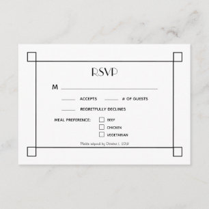 Cadres noirs minimalistes mariage RSVP options de 