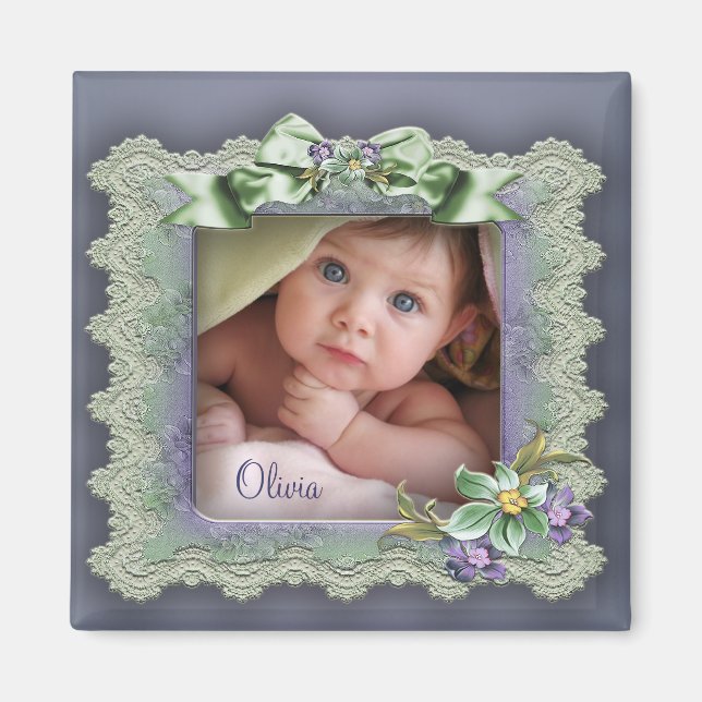 Cadres photo dentelle violette Baby Girl Magnets d (Devant)