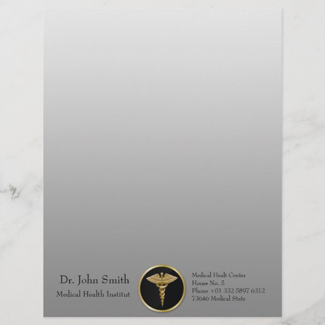 Caducée Médicale d'or - en-tête de lettre (Devant)
