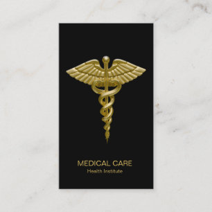 Caducée Médicale d'or sur le noir - carte de