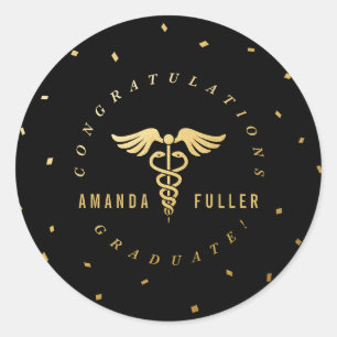 Caduceus-Abschluss-Party-Dekorations-Aufkleber Runder Aufkleber