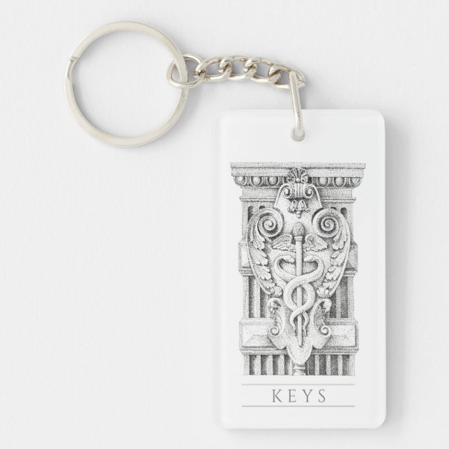 CADUCEUS Akryllischer Rectangle-Schlüsselanhänger Schlüsselanhänger (Vorderseite)