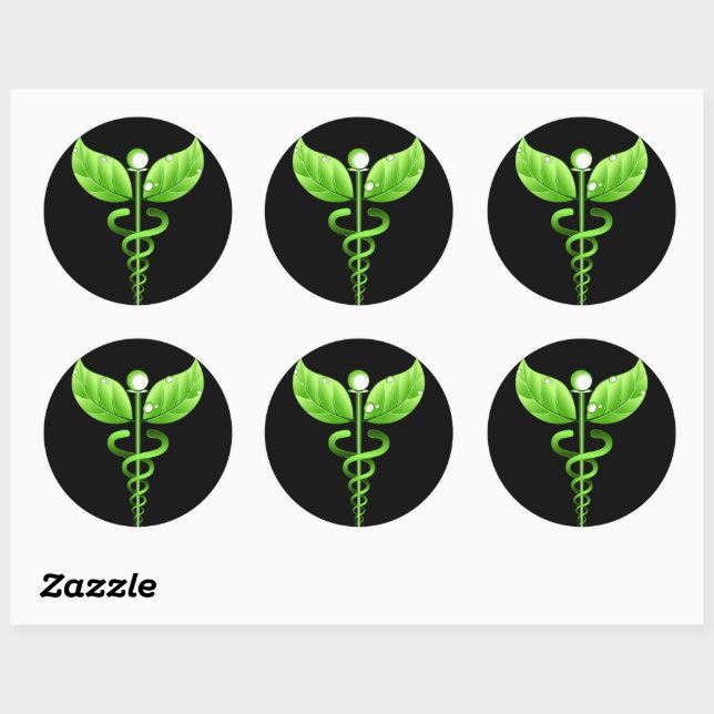 Caduceus: Alternative Medicine Round Stickers (Blatt)