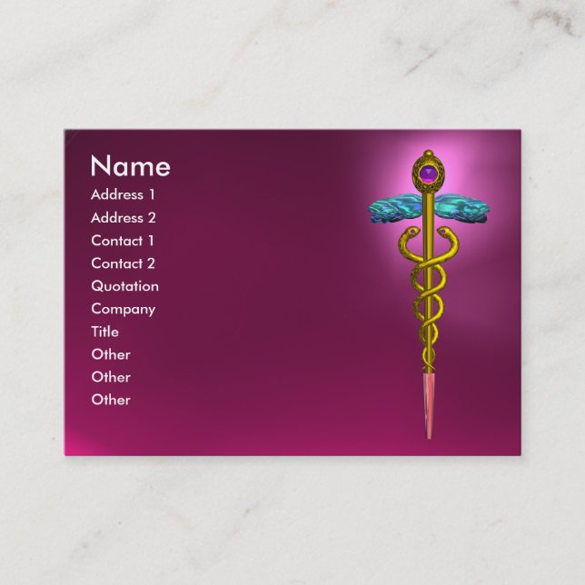 CADUCEUS AMETHYST, lebhaftes goldrosa lila, fuchsi Visitenkarte (Vorderseite)