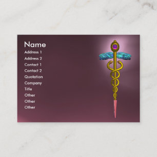CADUCEUS AMETHYST, lebhaftes goldrosa lila Visitenkarte