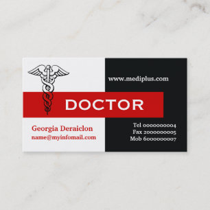 Caduceus Arzt minimalistisch schwarz, weiß, rot Visitenkarte