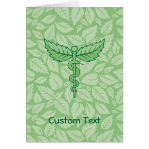 Caduceus avec carte postale Arrière - plan Feuille