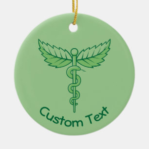 Caduceus avec ornement en céramique Feuille