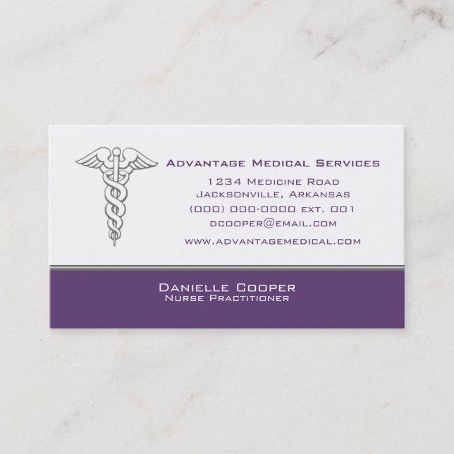 Caduceus Business Card, Lila Visitenkarte (Vorderseite)