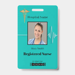 Caduceus Cardio Herzschlag Medizinische Foto-ID Ausweis