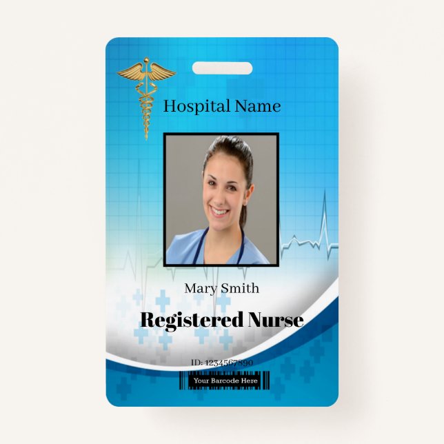 Caduceus Cross Medical Vertical Foto ID Ausweis (Vorderseite)