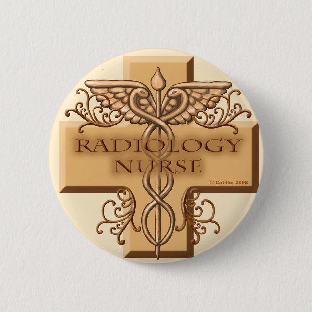 Caduceus cross Radiology Nurse Button (Vorderseite)