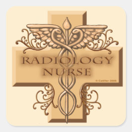 Caduceus cross Radiology Nurse Quadratischer Aufkleber