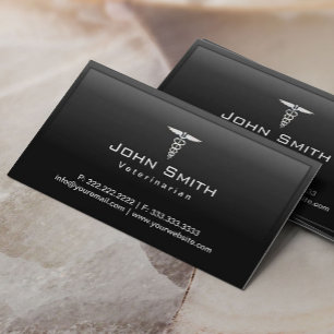 Caduceus Dark Border Veterinarian Medical Visitenkarte