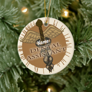 Caduceus Dental Assistant Keramik Ornament