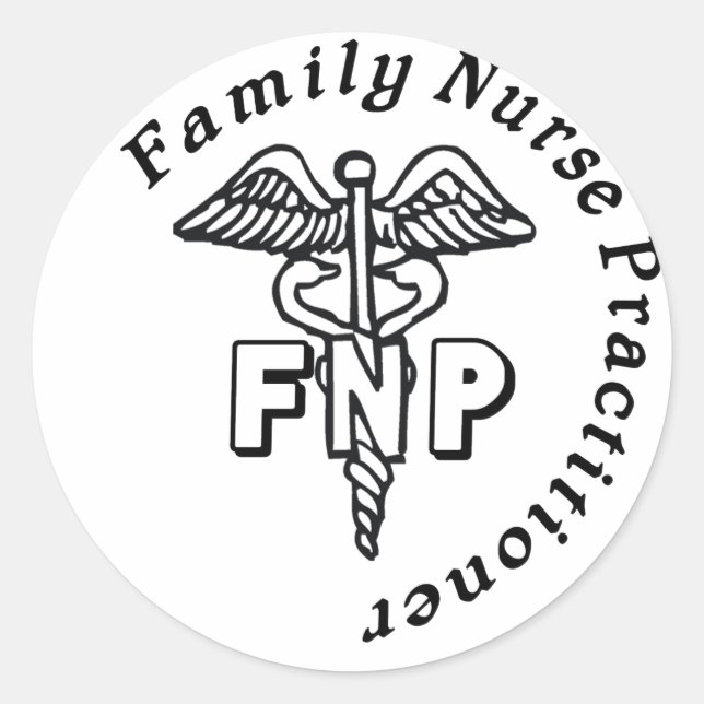 CADUCEUS FNP FAMILY NURSE PRACTITIONER RUNDER AUFKLEBER (Vorderseite)