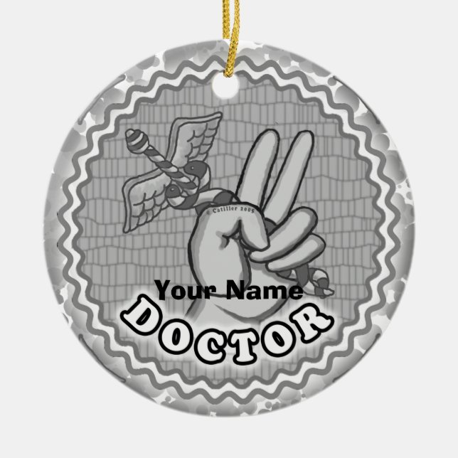 Caduceus Friedensarzt Keramik Ornament (Vorne)