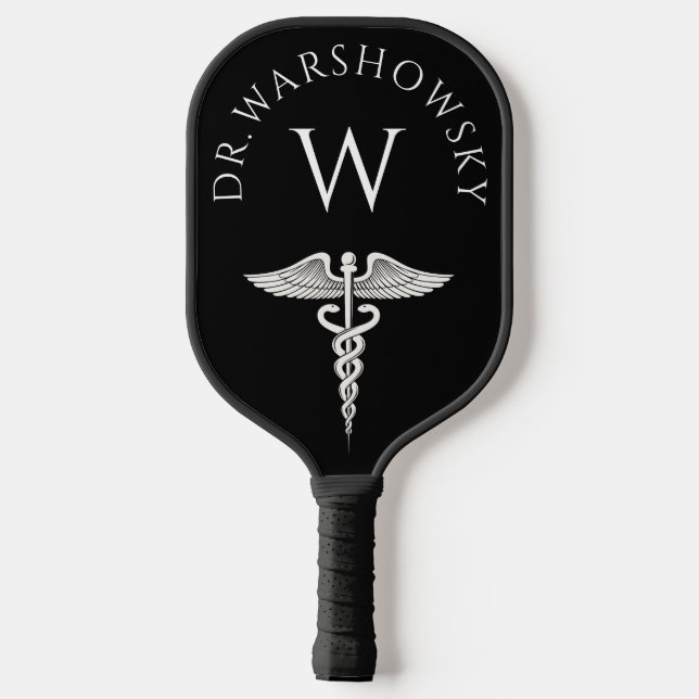 Caduceus | Geschenk für Ärzte, Krankenpfleger, med Pickleball Schläger (Rückseite)