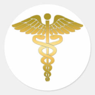 Caduceus golden runder aufkleber