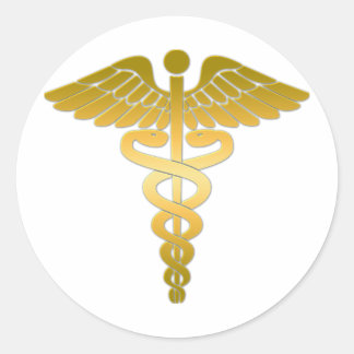 Caduceus golden runder aufkleber