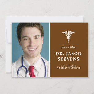 Caduceus Graduation Médicale Photo Invitation