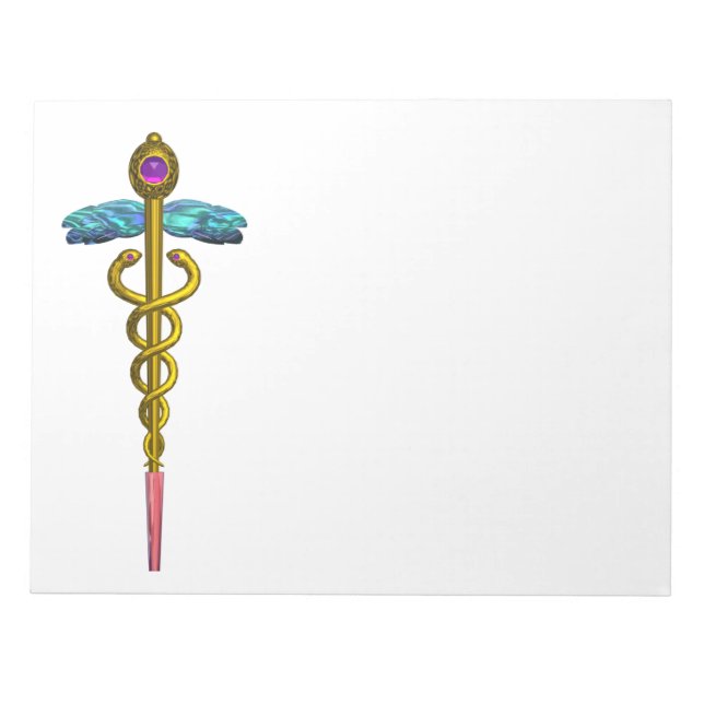 CADUCEUS, lebendiger Goldamethyst Violet Blue Whit Notizblock (Vorderseite)
