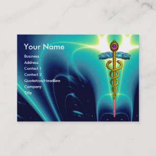 CADUCEUS, lebhafter blauer Turquase-Goldamethyst Visitenkarte