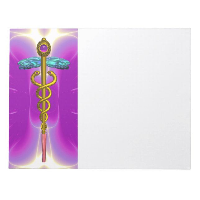 CADUCEUS, lebhafter Goldamethyst, lila rosa, weiß Notizblock (Vorderseite)