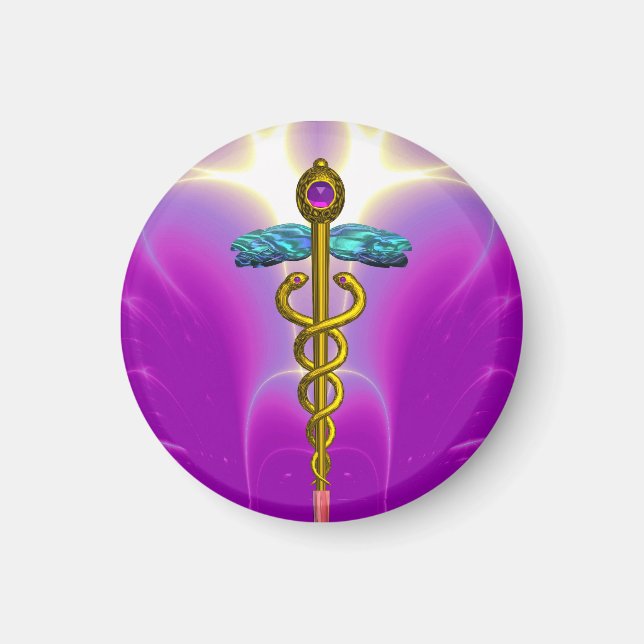 CADUCEUS , lebhafter Goldamethyst Magnet (Vorne)