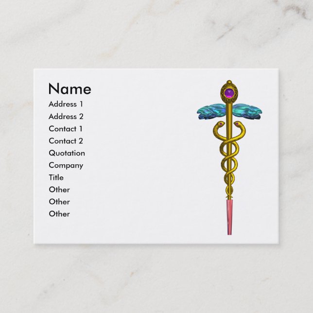 CADUCEUS, lebhafter Goldamethyst, Schwarz-weiß Visitenkarte (Vorderseite)