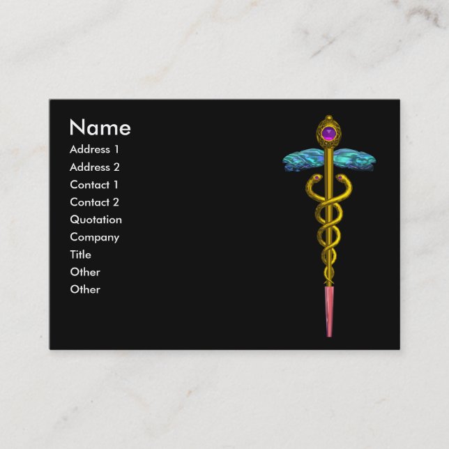 CADUCEUS, lebhaftes goldfarbenes Rosa Visitenkarte (Vorderseite)