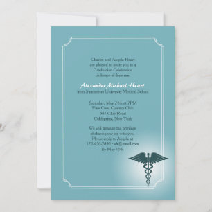 Caduceus Medical Care Aquamariner Abschluss Einlad Einladung