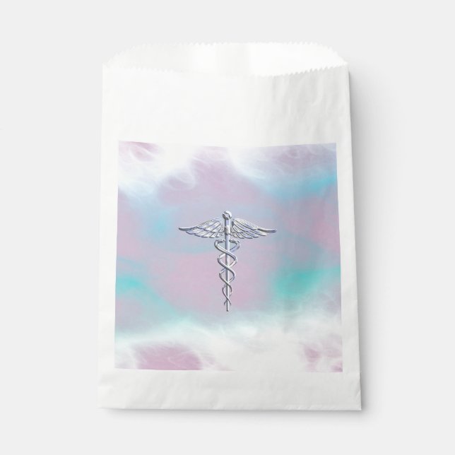 Caduceus Medical Symbol auf der Perlendekoration d Geschenktütchen (Vorderseite)