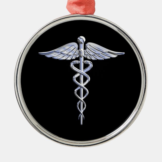 Caduceus Medical Symbol auf schwarz Ornament Aus Metall (Vorne)
