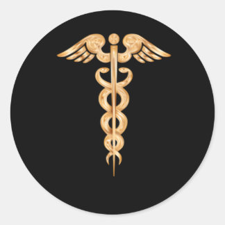 Caduceus Medizinisches Berufliches Symbol Runder Aufkleber