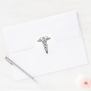 Caduceus Medizinisches Symbol Runder Aufkleber