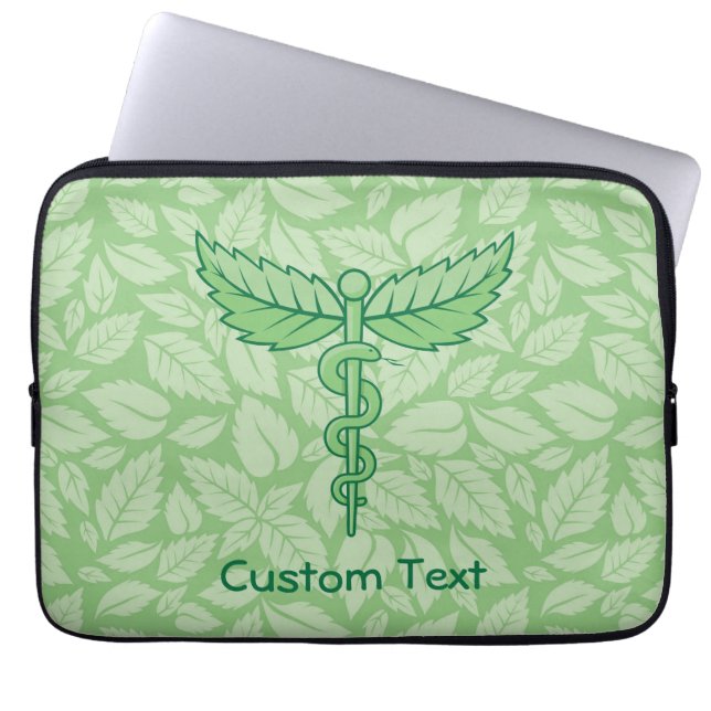Caduceus mit Blätter Background Laptop-Sieb Laptopschutzhülle (Vorderseite)
