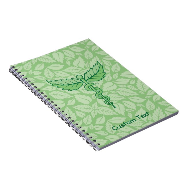 Caduceus mit Blätter Background Notebook Notizblock (Rechte Seite)