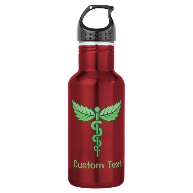 Caduceus mit Blätter Edelstahlflasche (Vorderseite)