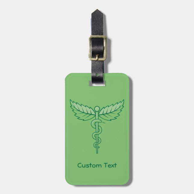 Caduceus mit Blätter Gepäckanhänger (Vorderseite vertikal)